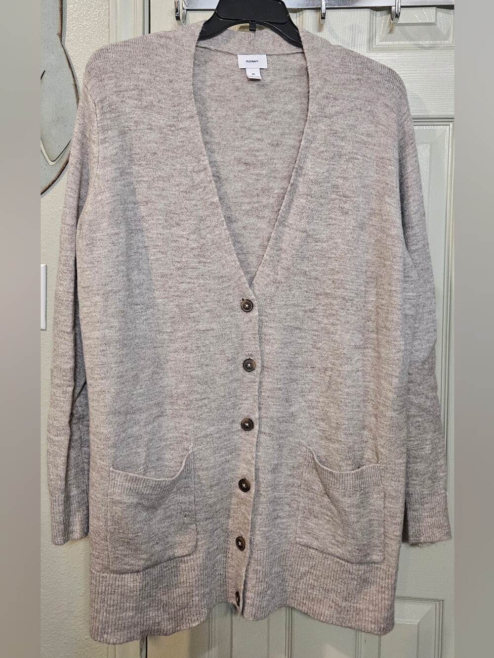 Old Navy Heather Mushroom Taupe V-Neck Button Front Cardigan